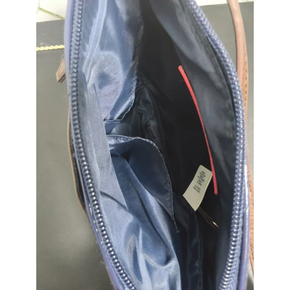 Tommy Hilfiger Navy Quilted Patent Leather Bag 8 X 8
